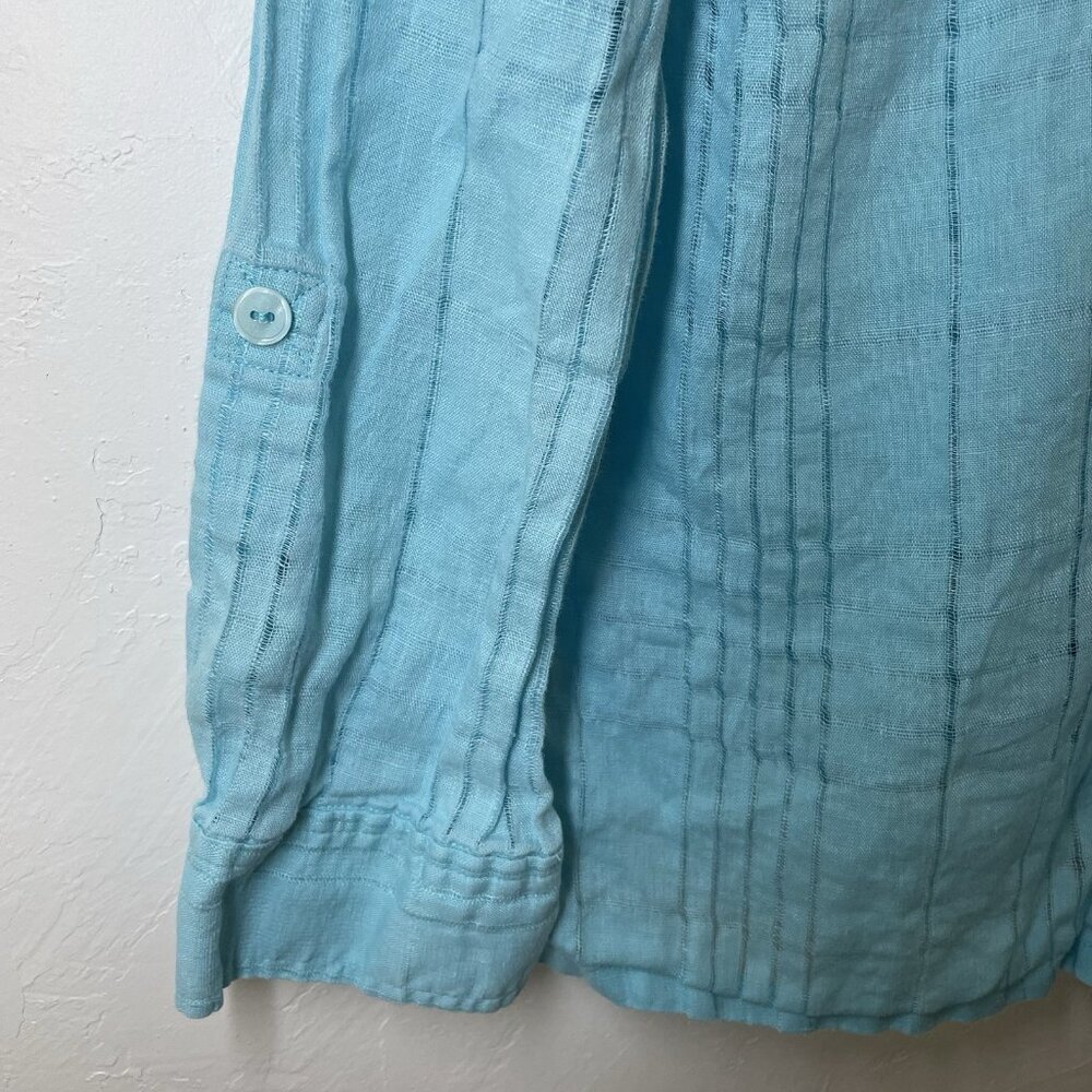 JM Collection Womens Linen Button Up Top Size 14 Lagenlook Beach Travel Summer - Picture 6 of 11